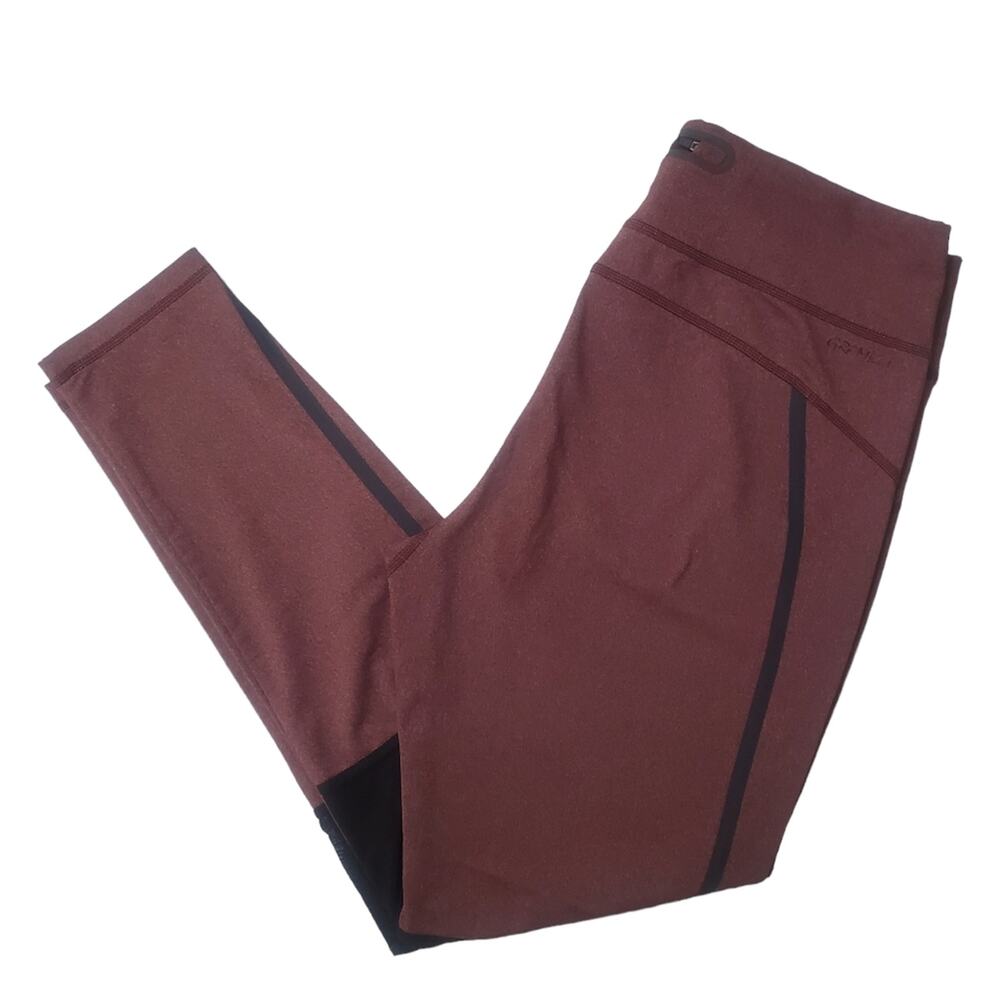 Gramicci Maroon Black Workout Leggings Mesh Inserts Sz Large